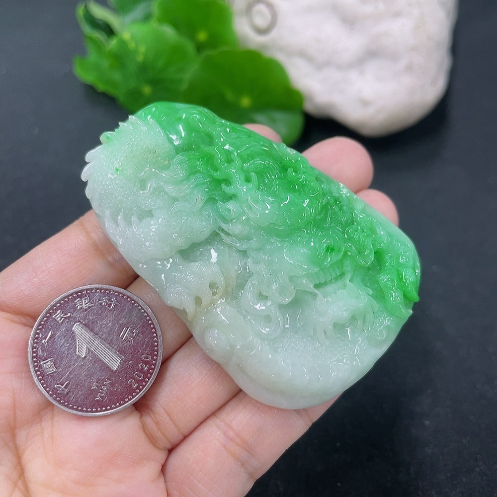 Jadeite Pendant Dragon Plaque Total Weight Approx. 43.68g