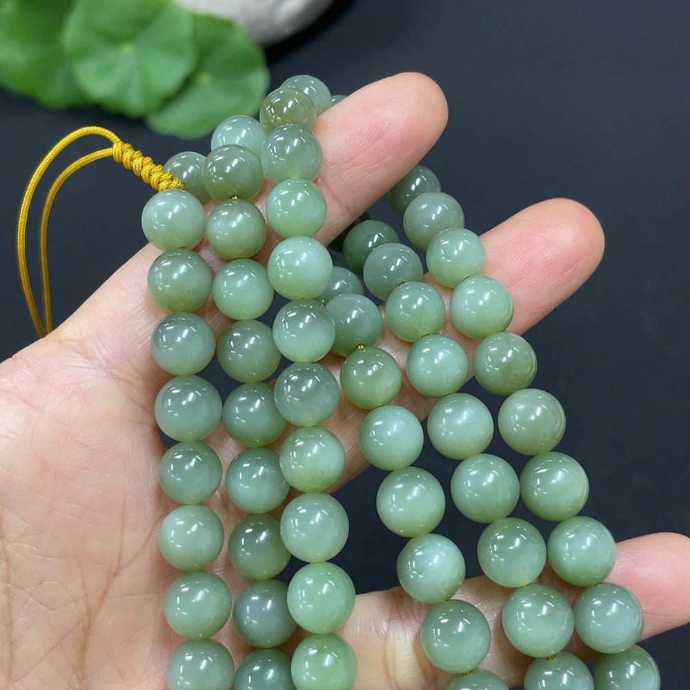 Hetian Jade Jasper Bead Necklace, approx. 7.8mm, total weight approx. 86.6g