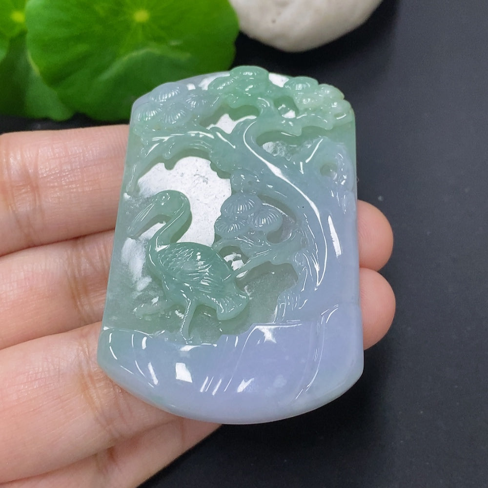 Jadeite Crane Pendant Total Weight Approx. 25.7g