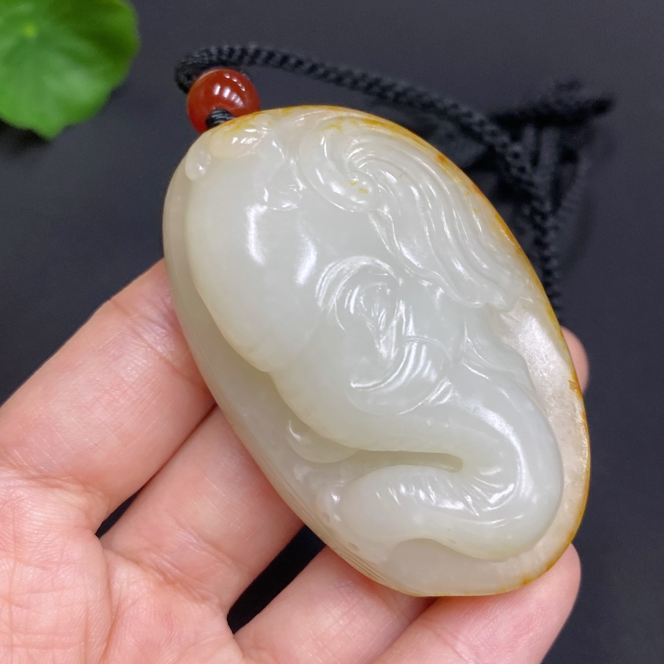Hetian Jade Pendant Auspicious Undetermined Skin Color Formation Total Weight (Including Rope) Approx. 85.7g