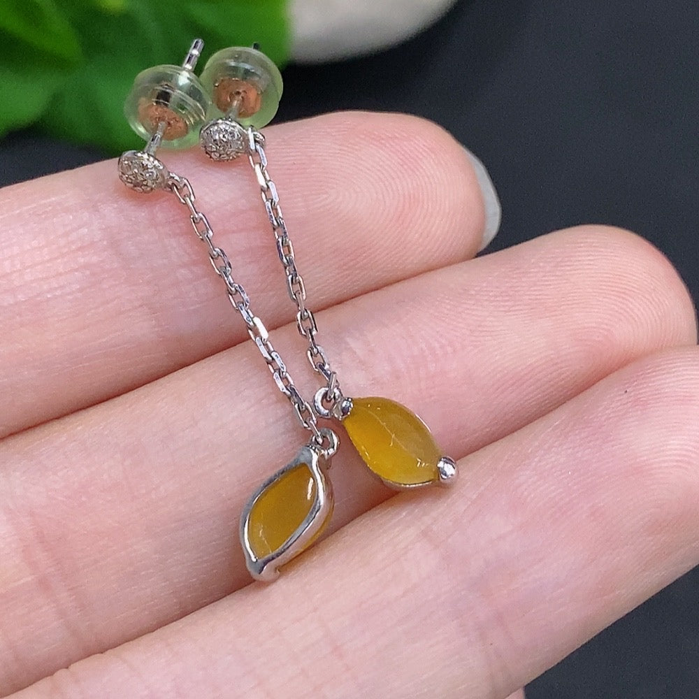 Jadeite Cabochon Stud Earrings 18k Gold Total Weight Approx.1.4g Yellow Color Origin Undetermined