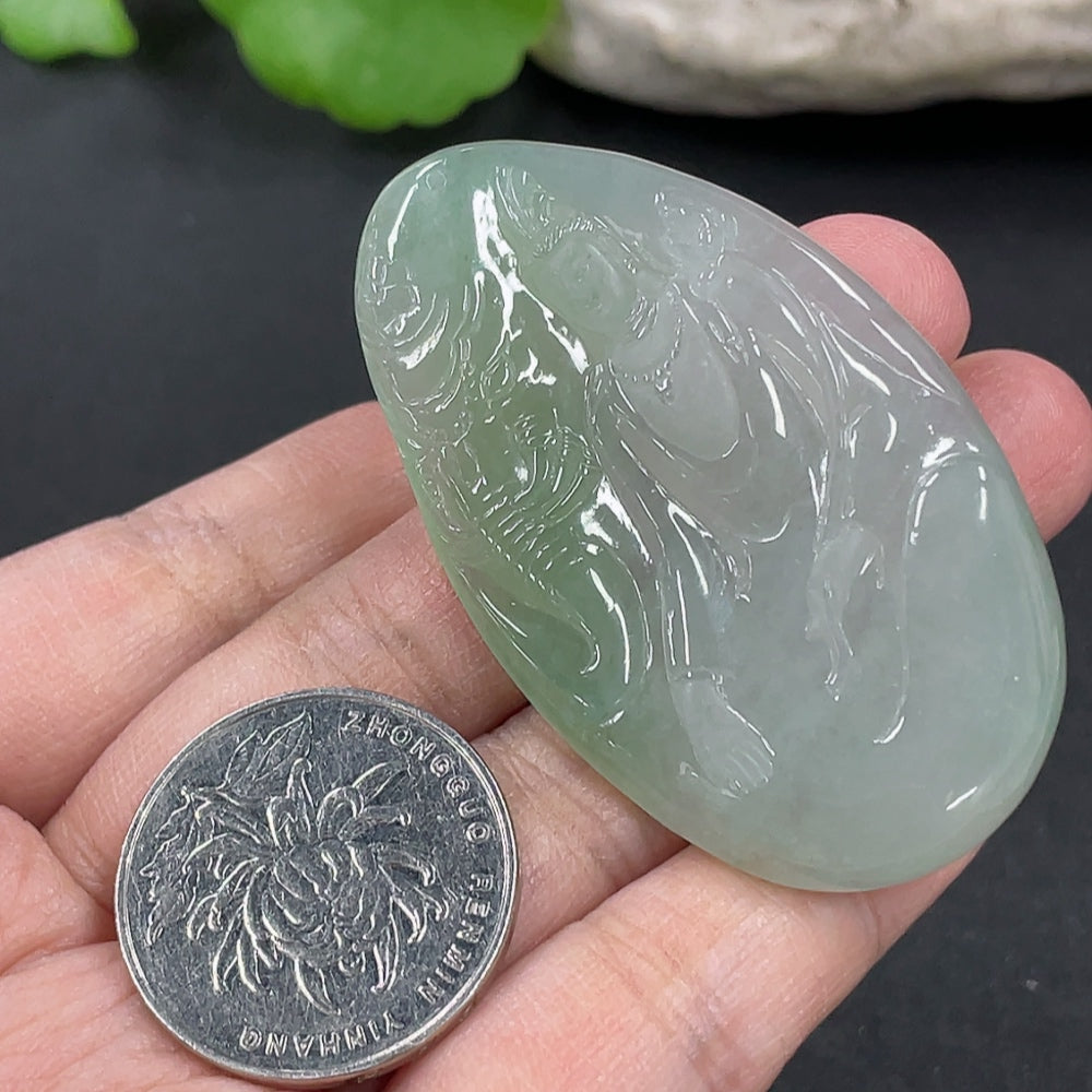 Jadeite Samantabhadra Bodhisattva Pendant, Total Weight Approx. 21.9g