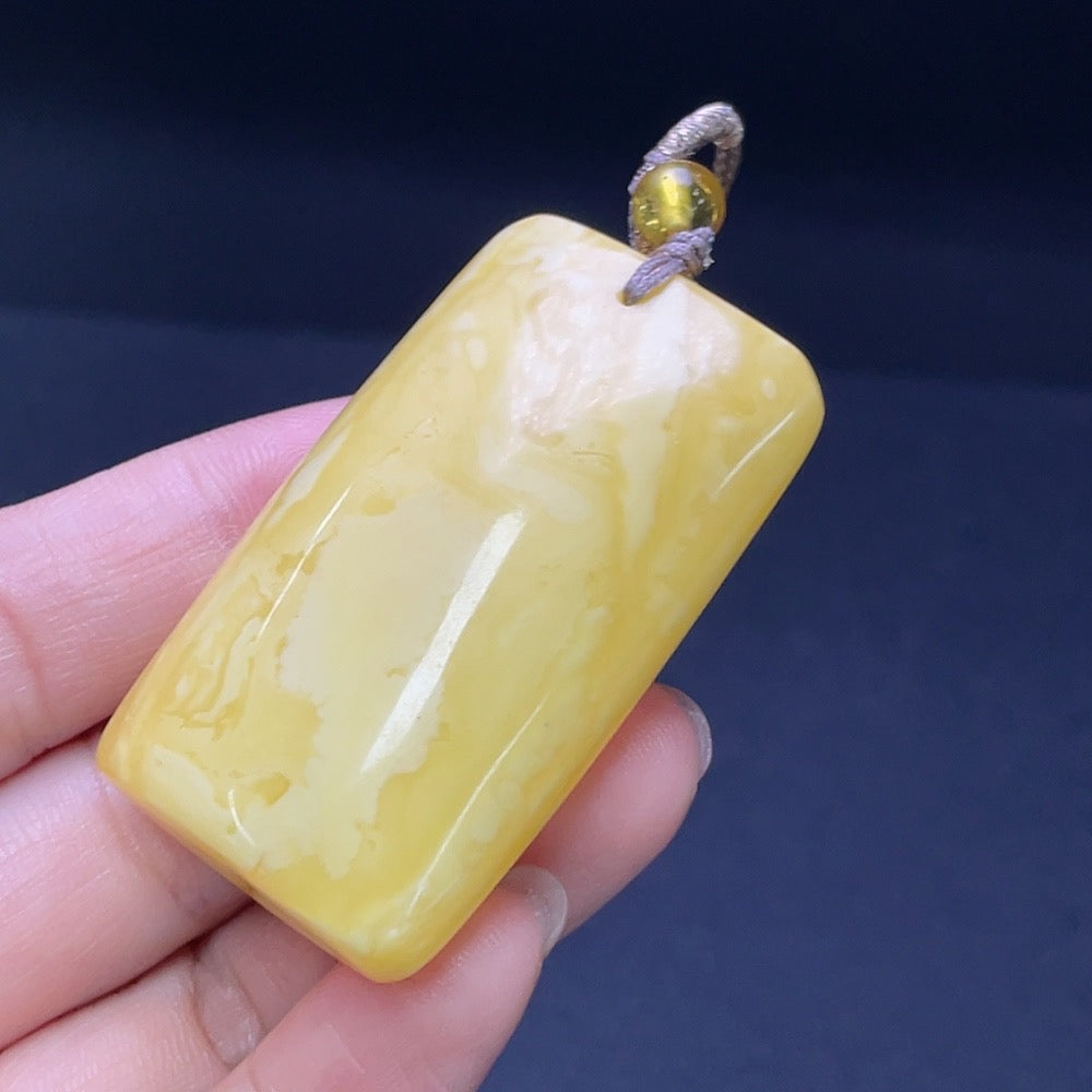 Amber Beeswax Pendant (Total weight including cord: approx. 20.79g)