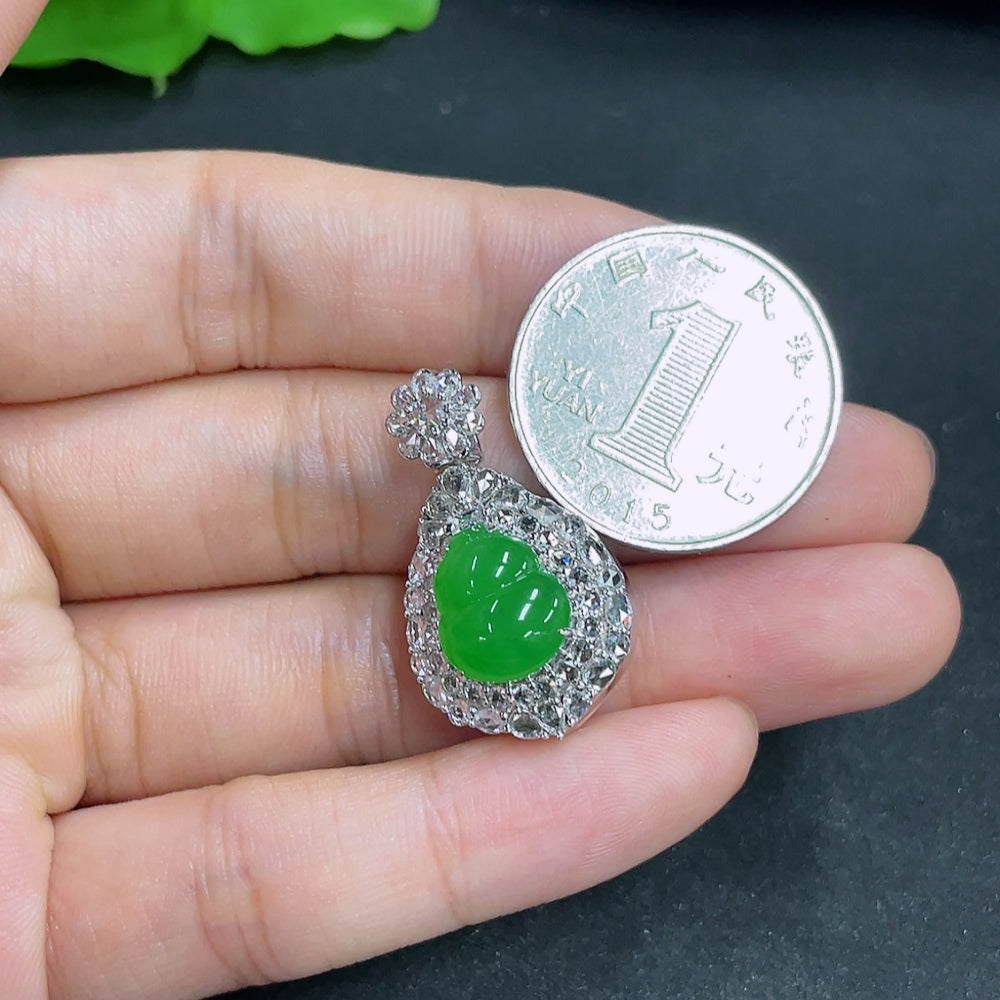 Jadeite Pendant with 18K Gold and Diamond Accents