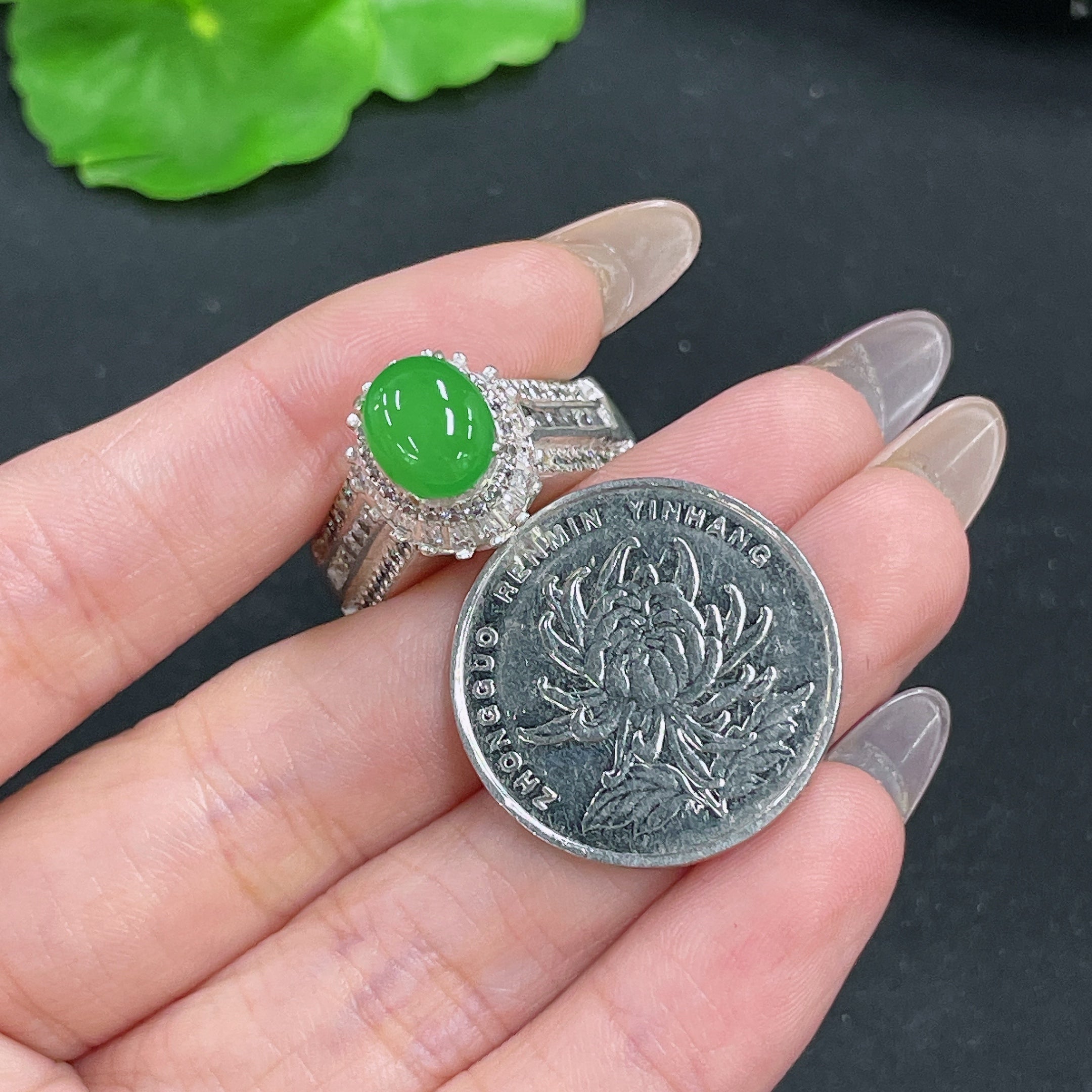 Jadeite cabochon Total weight about 18.3g (Not inlaid with gold)