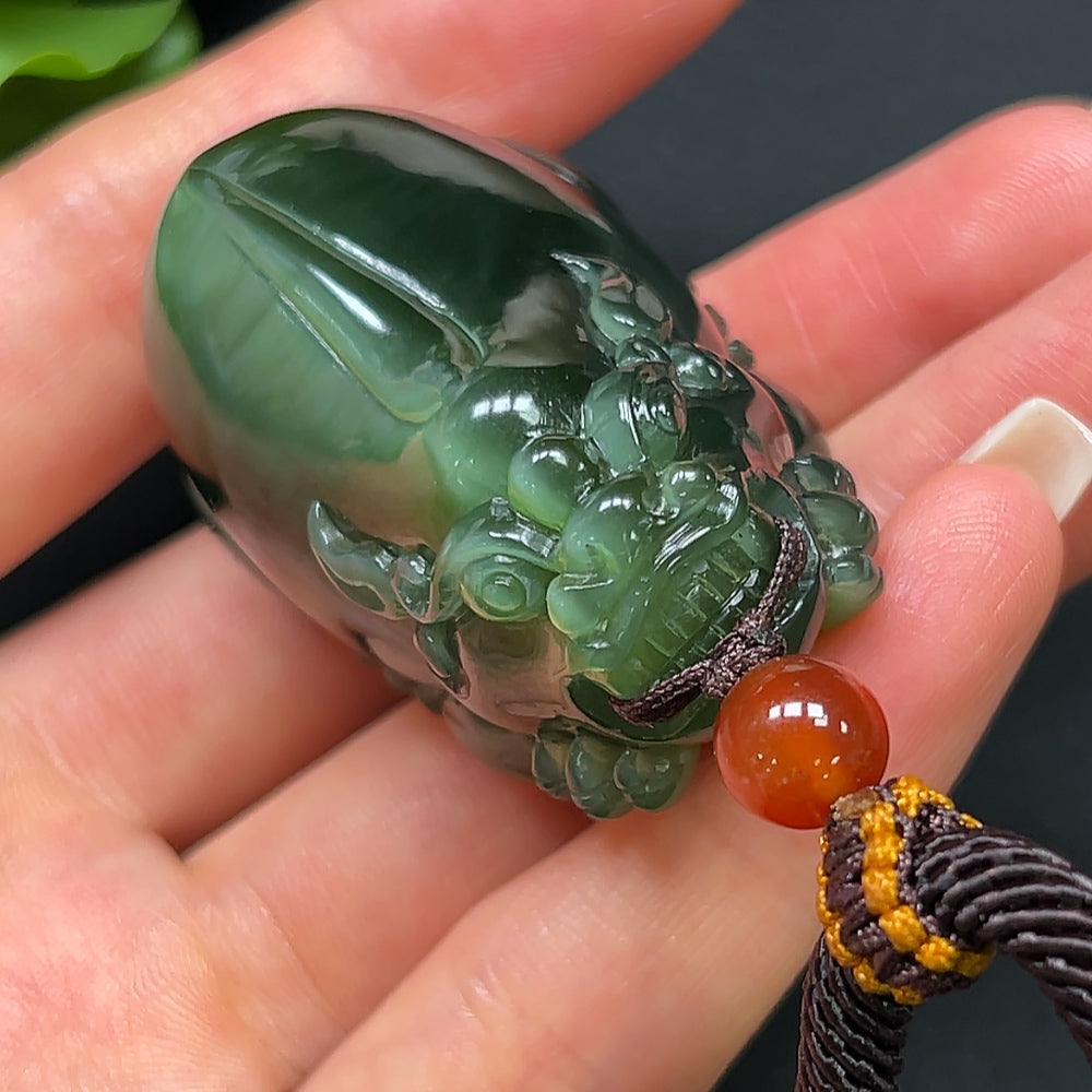 Hetian Jade Pi Xiu Pendant Including Rope