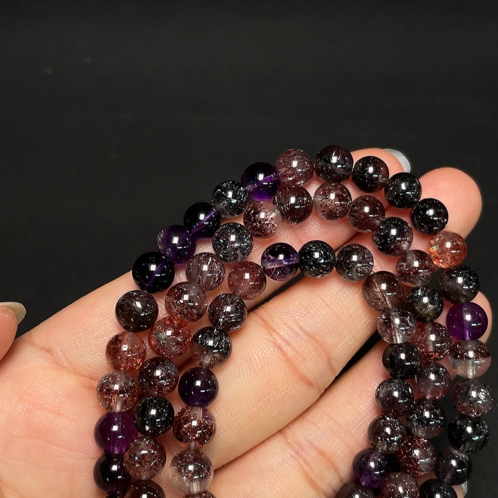 Crystal Pearl Strand with Visible Organic Matter, Total Weight Approx. 35.77g, Size 6.5-6.9mm