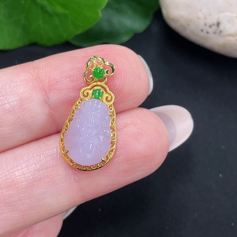 Jadeite Pi Xiu Inlaid Pendant 18k Total Weight Approx. 1.32g