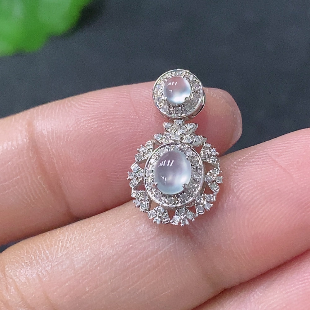 Jadeite Bezel-set Cabochon Pendant with 18k Gold and Diamond Accents, Total Weight Approx. 0.9g