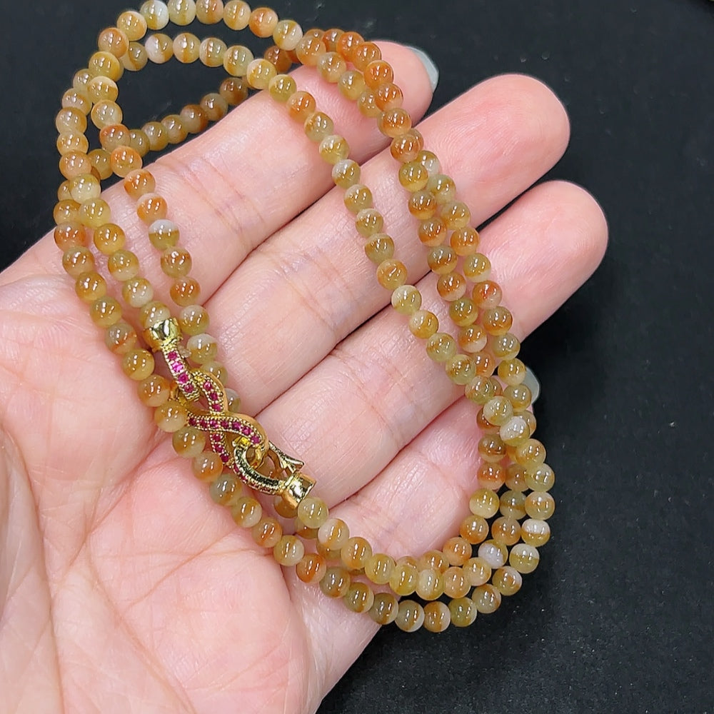 Jadeite Beaded Necklace Approx. 3.8mm Total Weight Approx. 17.6g Non-gold Inlaid