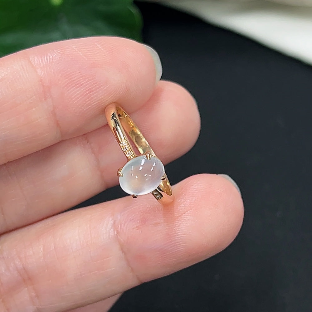 Jadeite Ring in 18K Gold (With Diamond Accents)