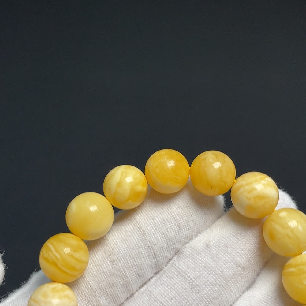 Amber Beeswax Bracelet, Approx. 11.4mm, Total Weight Approx. 13.48g