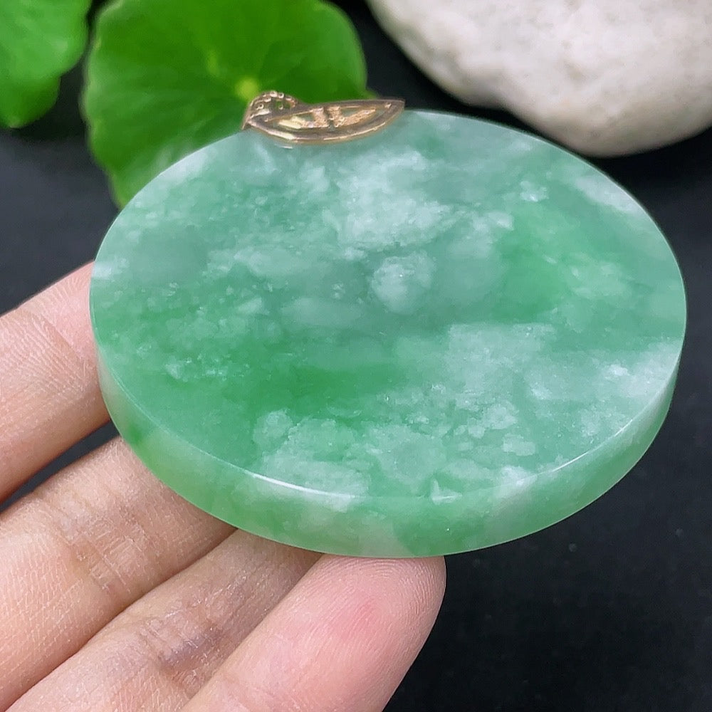 Jadeite Plain Pendant with 18K Diamond Accents