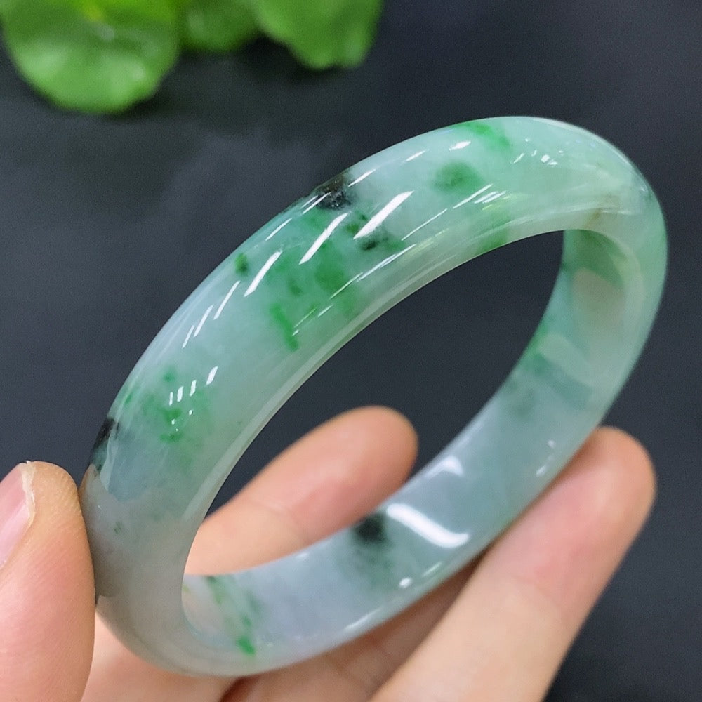 Jadeite Round Bracelet Size 55.3 with Other Mineral Components Total Weight 47.221g
