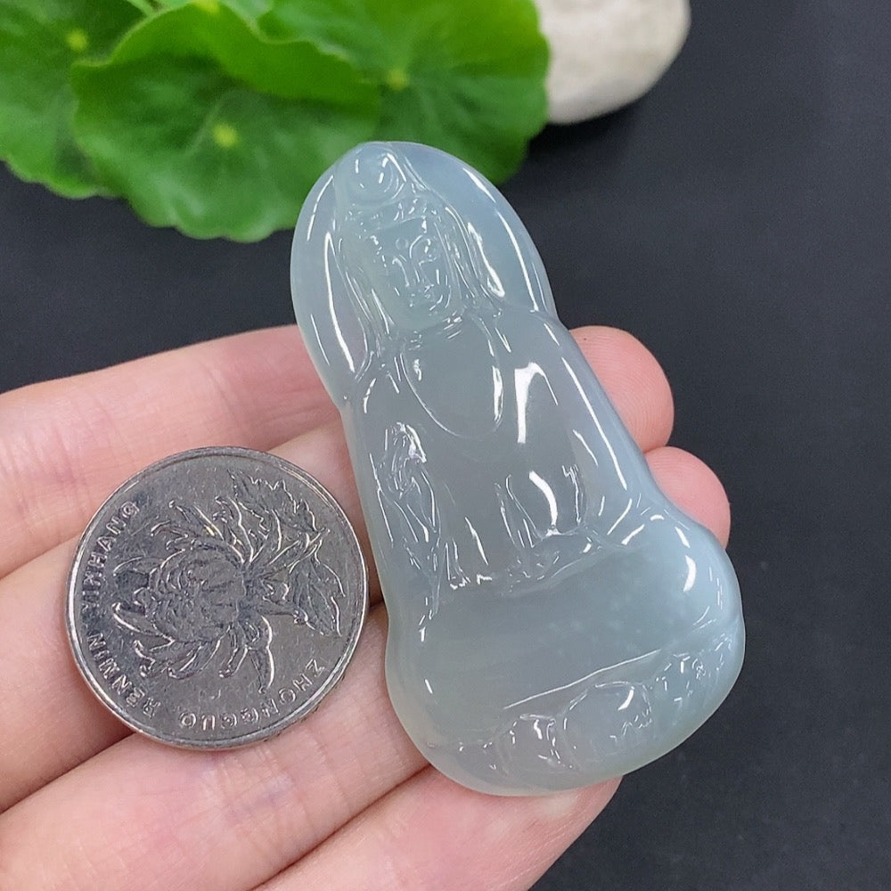 Jadeite Guanyin Pendant Total Weight Approximately 19.5g