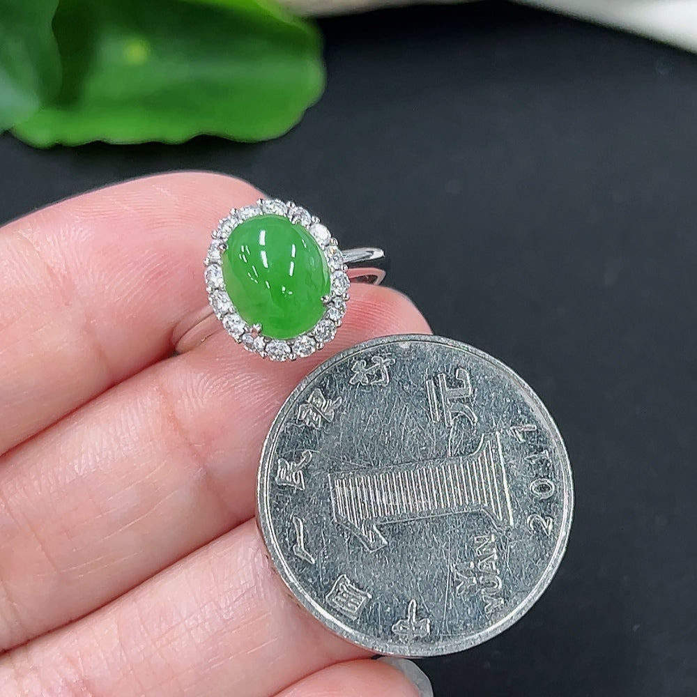 Jadeite Inlaid Ring 18K Gold (With Diamond Accents)