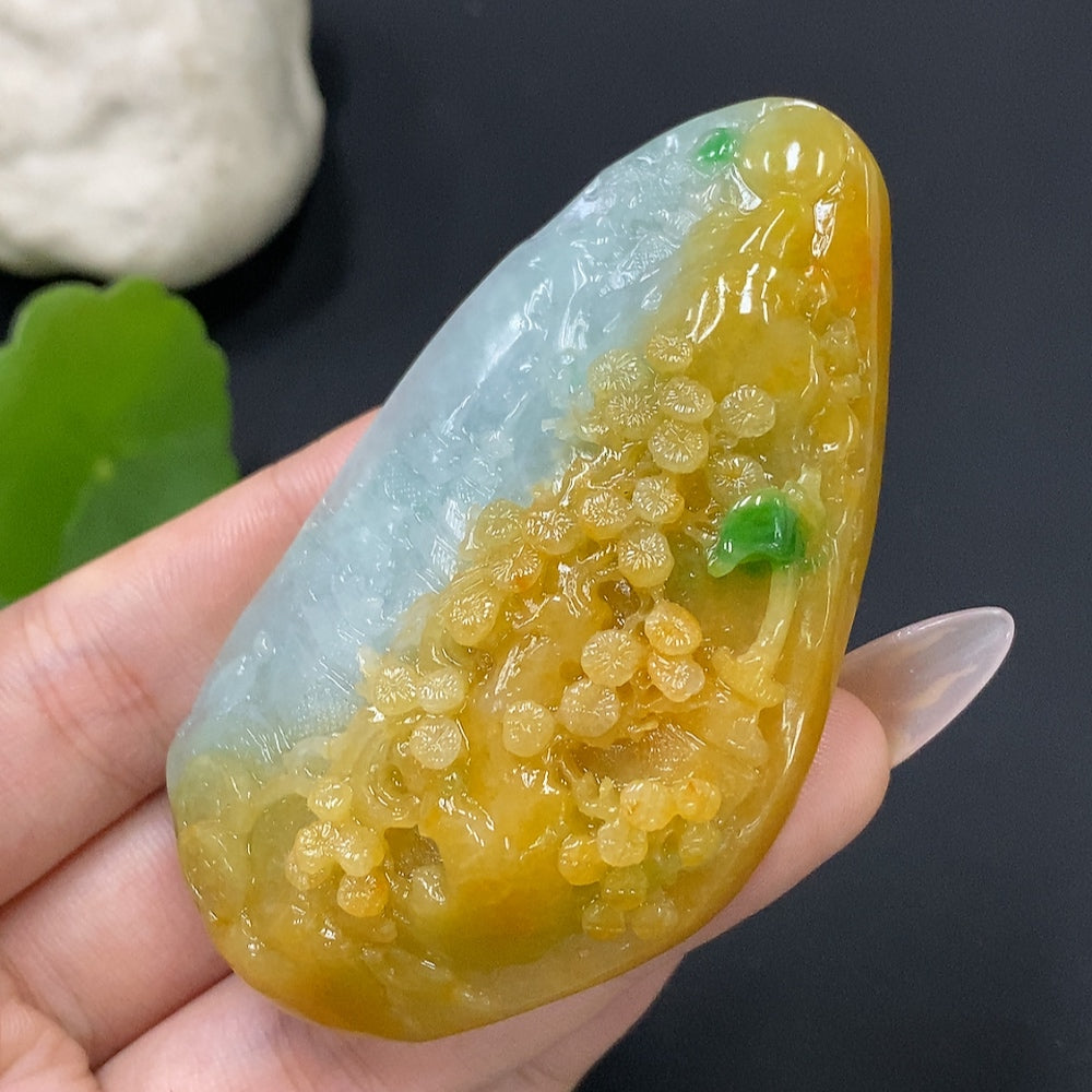 Jadeite Landscape Pendant Total Weight Approx. 80g Color Origin Undetermined