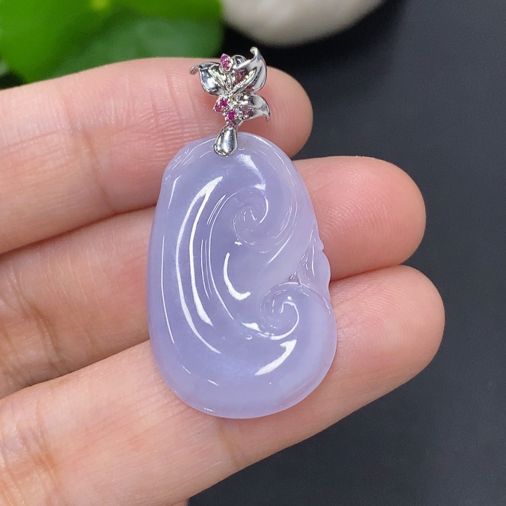 Jadeite Ruyi Pendant with Clasp, Approximately | Huiliu Certified
