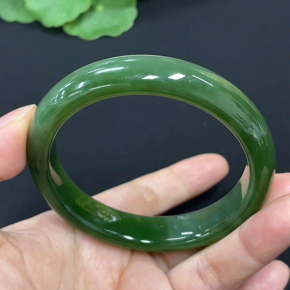 Hetian Jade Green Jade Round Bangle Repaired
