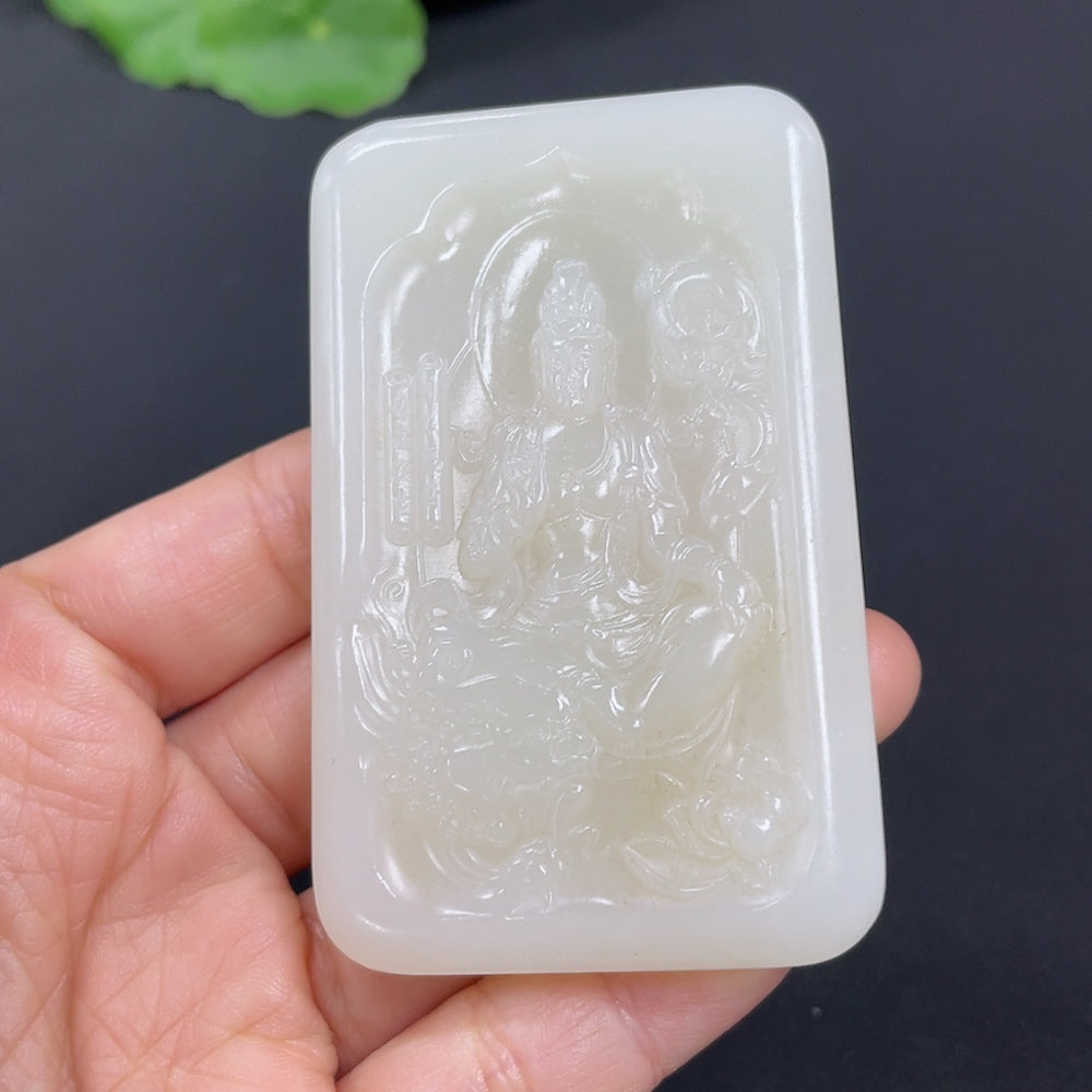 Hetian Jade Pendant Manjushri Bodhisattva Total weight about 70.6g