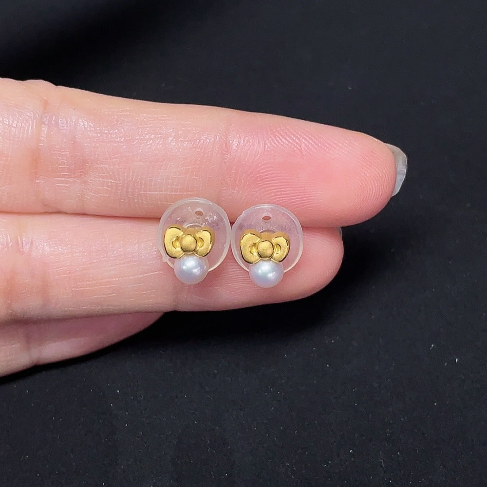 Pearl Stud Earrings with 99% Gold Setting