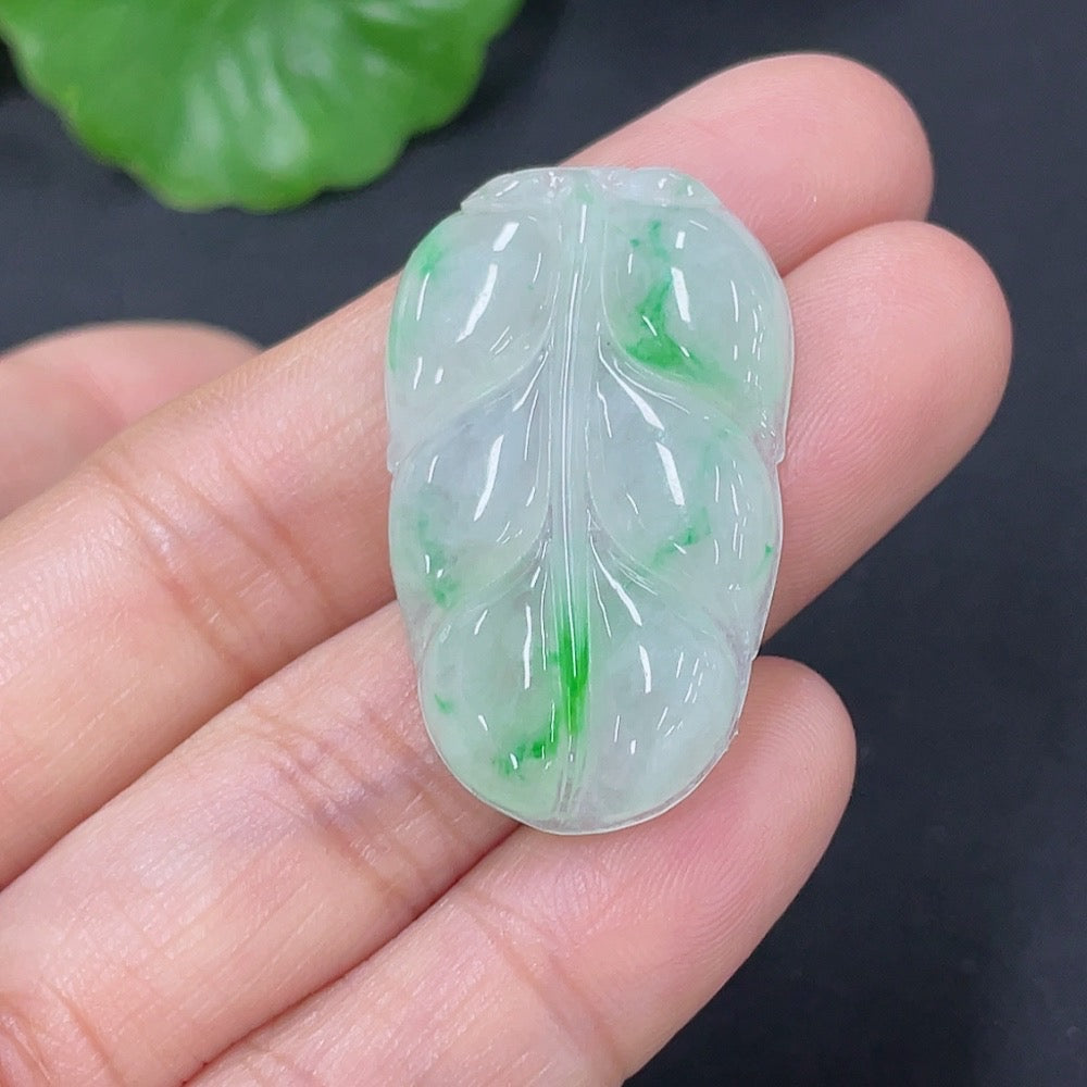 Jadeite Pendant Leaf Total Weight Approx. 5.24g