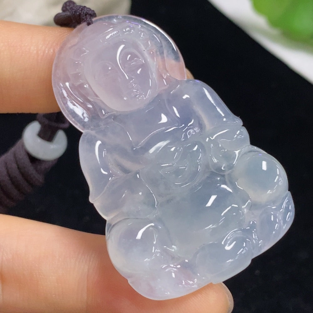 Jadeite Guanyin Pendant Total Weight Approx. 17.28g (Including Cord Weight) With Non-Grade A Beads