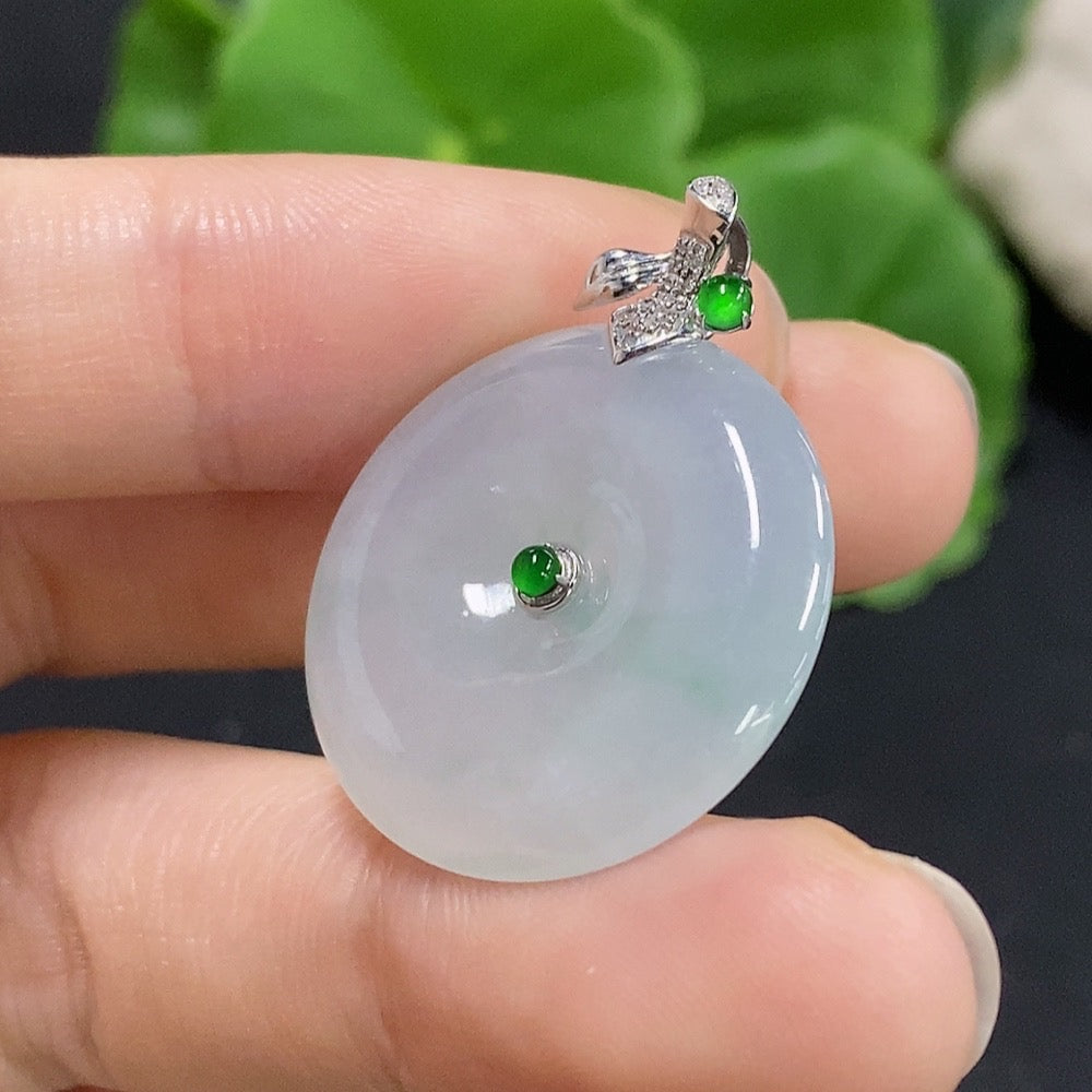 Jadeite Safety Buckle Pendant 18K Gold (with Diamond Accents)