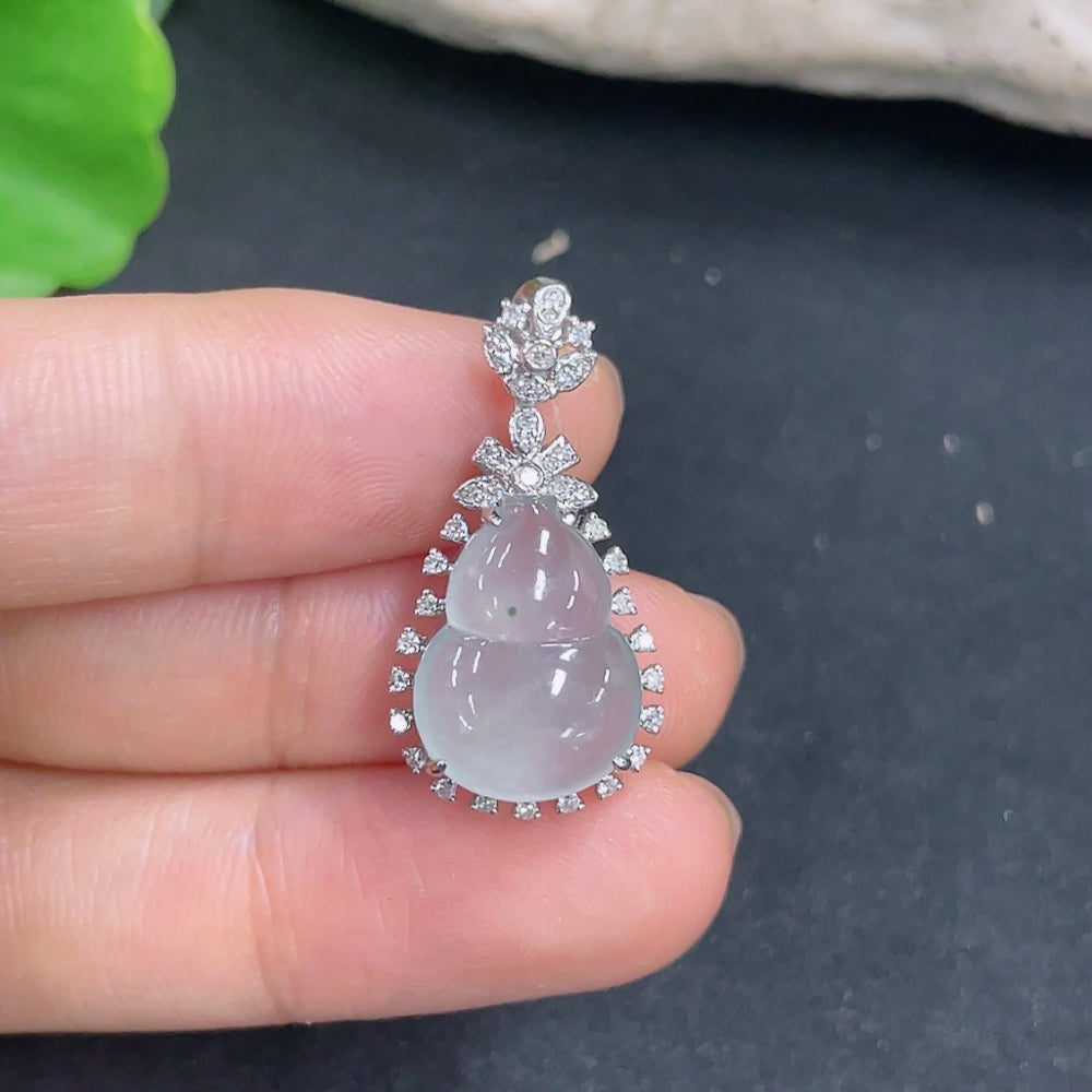 Jadeite Pendant Gourd 18k Diamond Accented