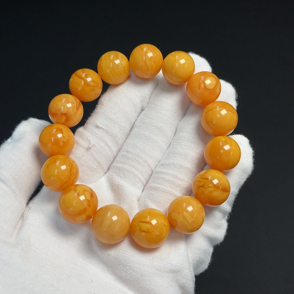 Amber Beeswax Bracelet, Total Weight Approx. 26.32g, Size Approx. 14.1mm