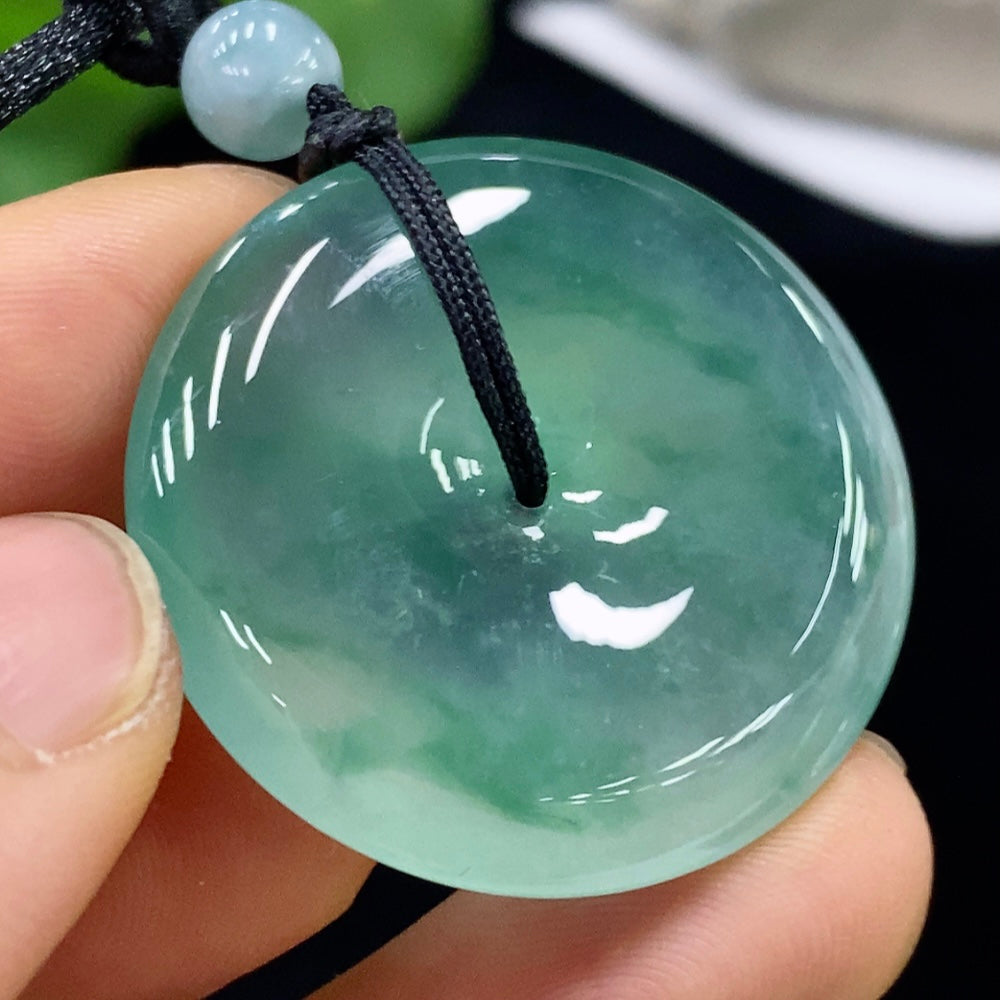 Jadeite Safety Buckle Pendant, Total Weight Approx. 17.67g (Including Rope Weight) [Total Value: $10,023 USD]
