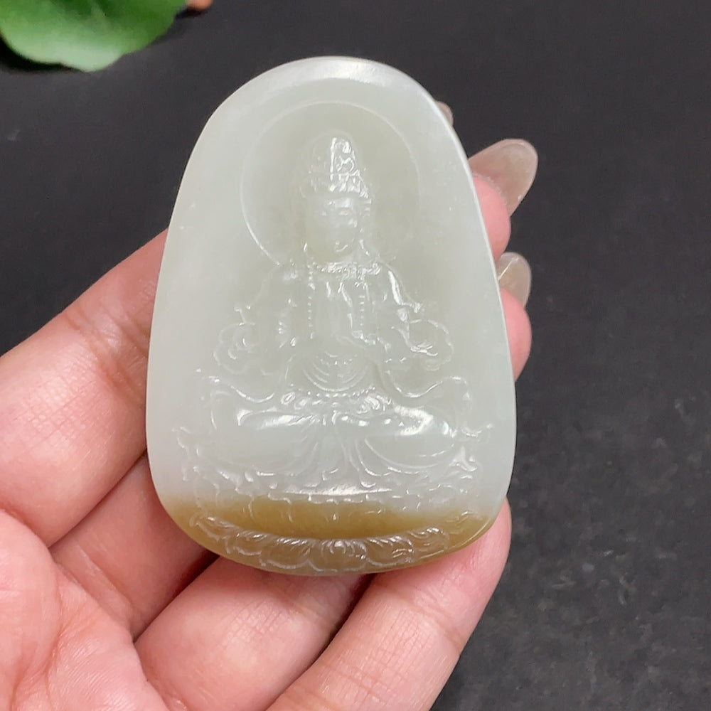 Hetian Jade Pendant Guanyin Total Weight Approx. 61.3g