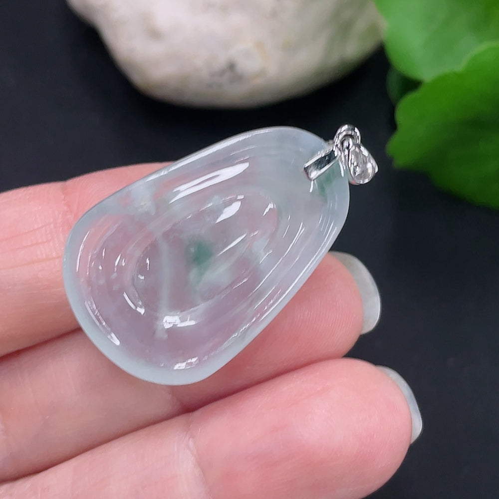 Jadeite You Are Always with Me Pendant with 18K Gold Clasp, Total Weight Approx. 6.1g