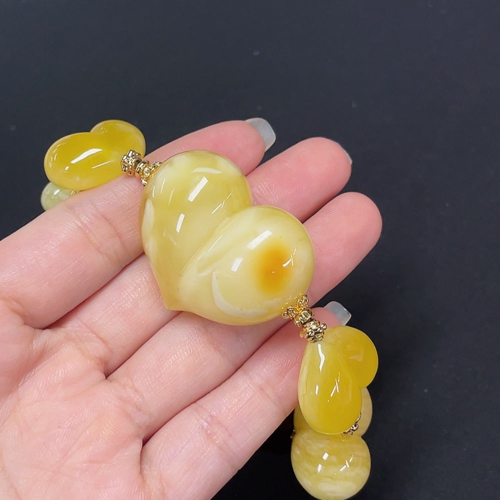 Opaque Amber Bracelet Non-Gold Stones May Be Non-Natural