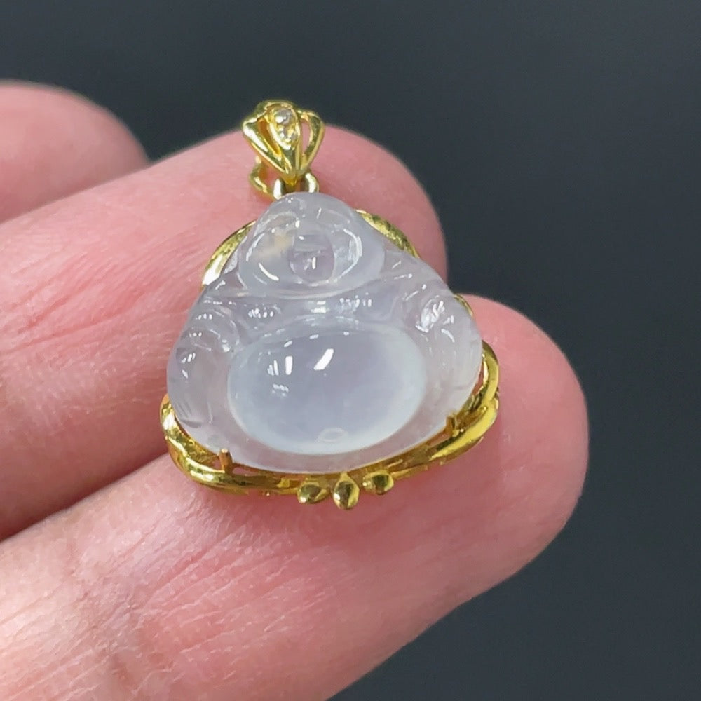 JadeiteBuddha Pendant with 18K Gold Setting, Total Weight Approx. 1.78g