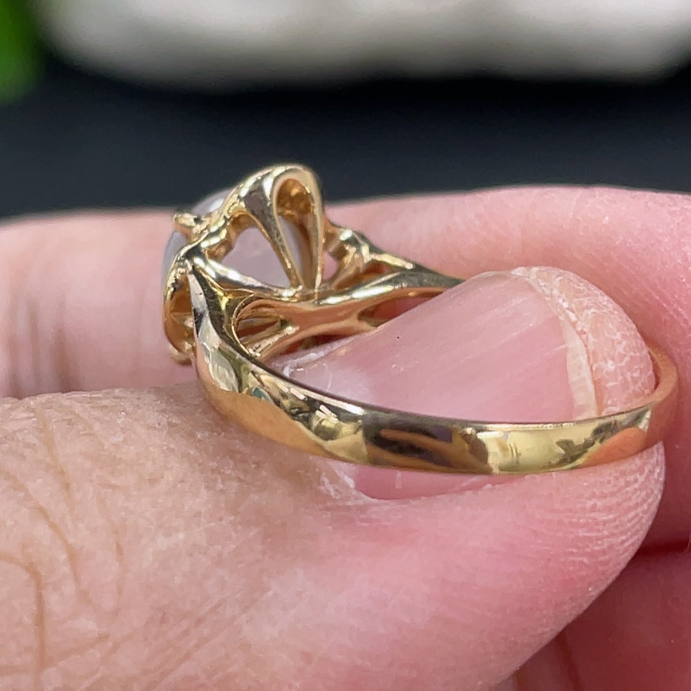 Jadeite Cabochon Inlaid Ring 18k Gold Setting Size 10 Total Weight Approx. 2.93g