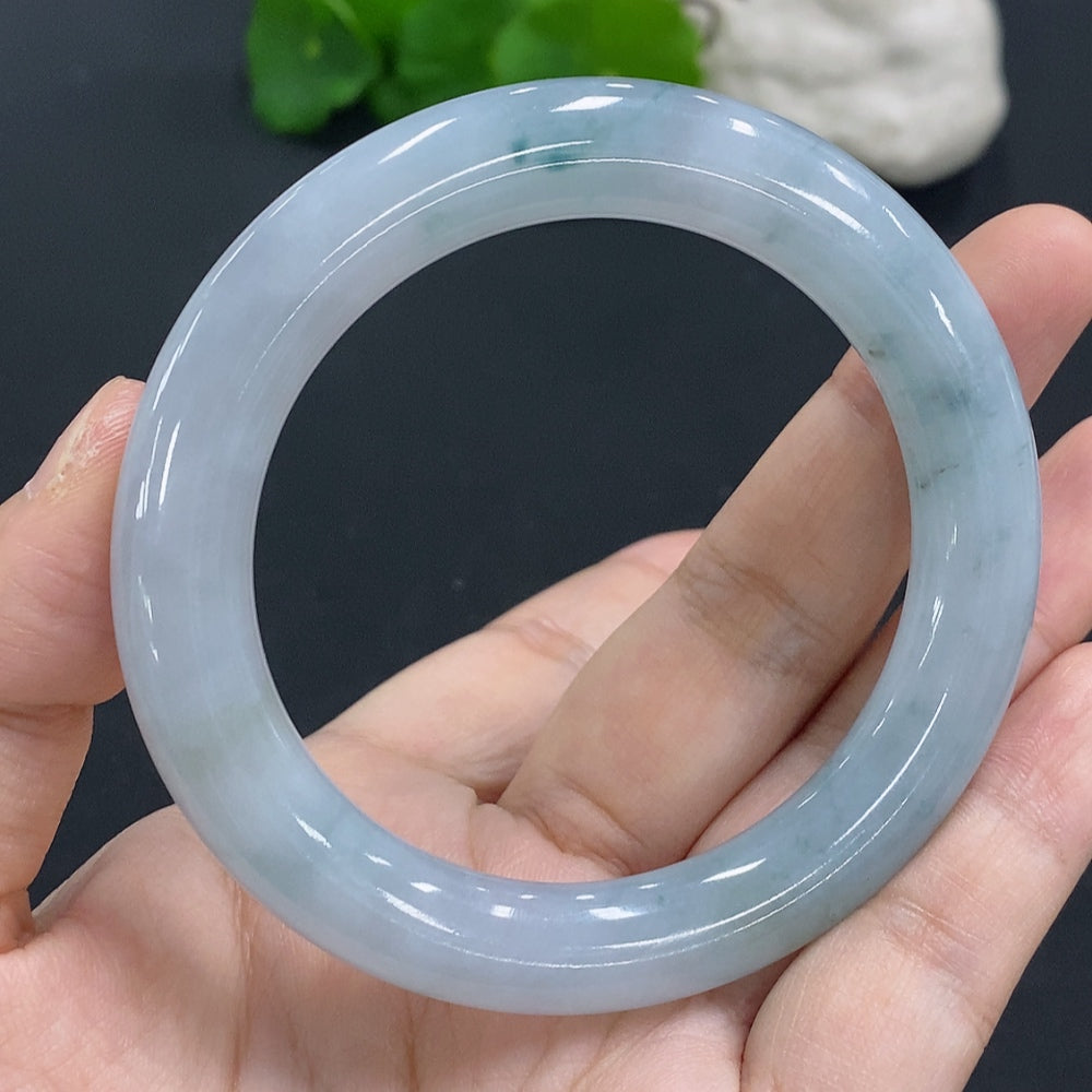 JadeiteRound Bangle Bracelet, Inner Diameter 55.7, Total Weight Approx. 56.9g