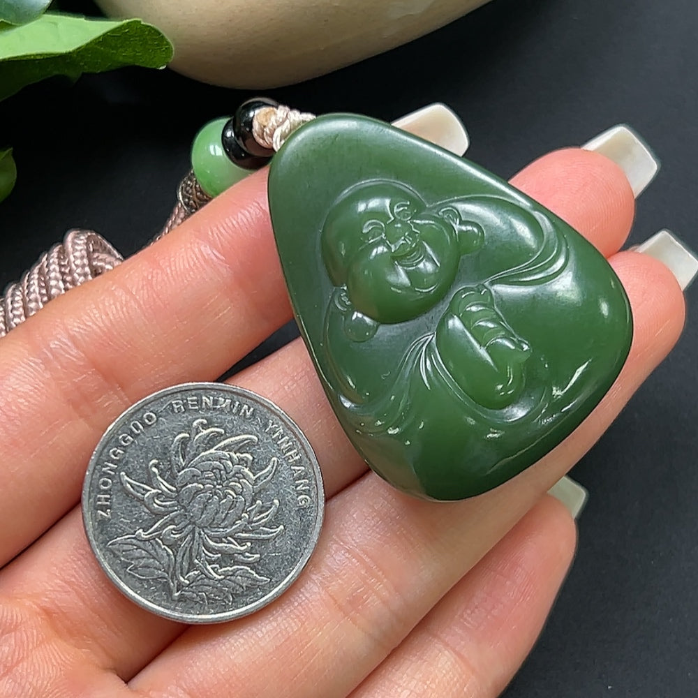 Hetian Jade Buddha Pendant with Cord