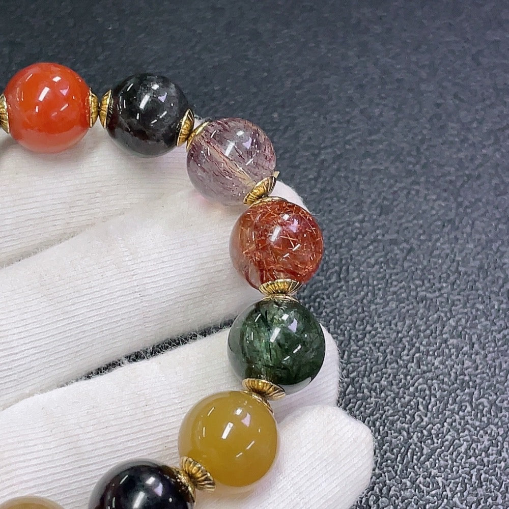 Crystal Bracelet, Approx. 13mm, Total Weight Approx. 47.40g, with Larimar and Red Agate