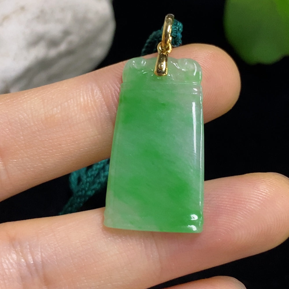 Jadeite Pendant with 18k Clasp and Cord