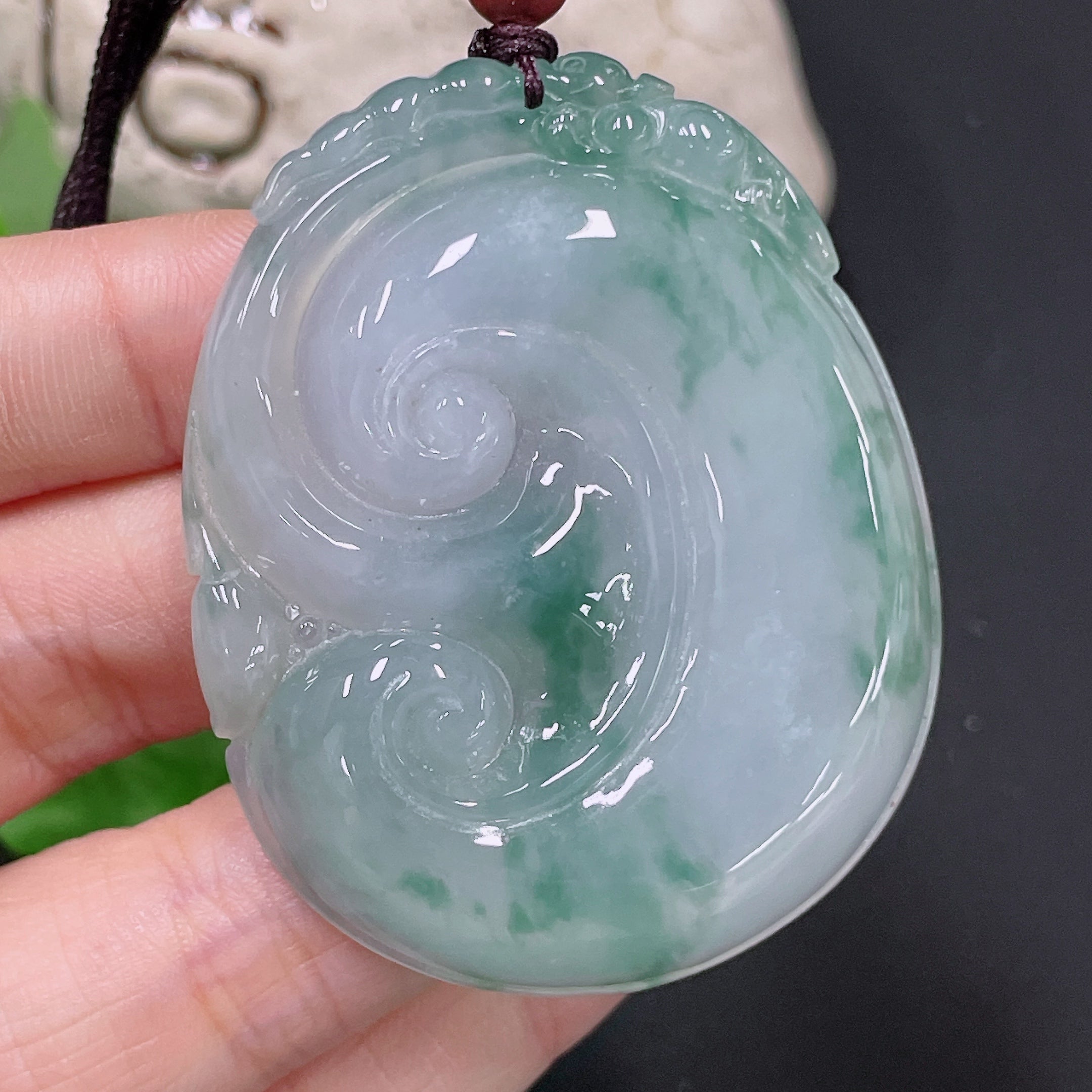 Jadeite Ruyi Pendant with total weight approx. 33.5g including rope