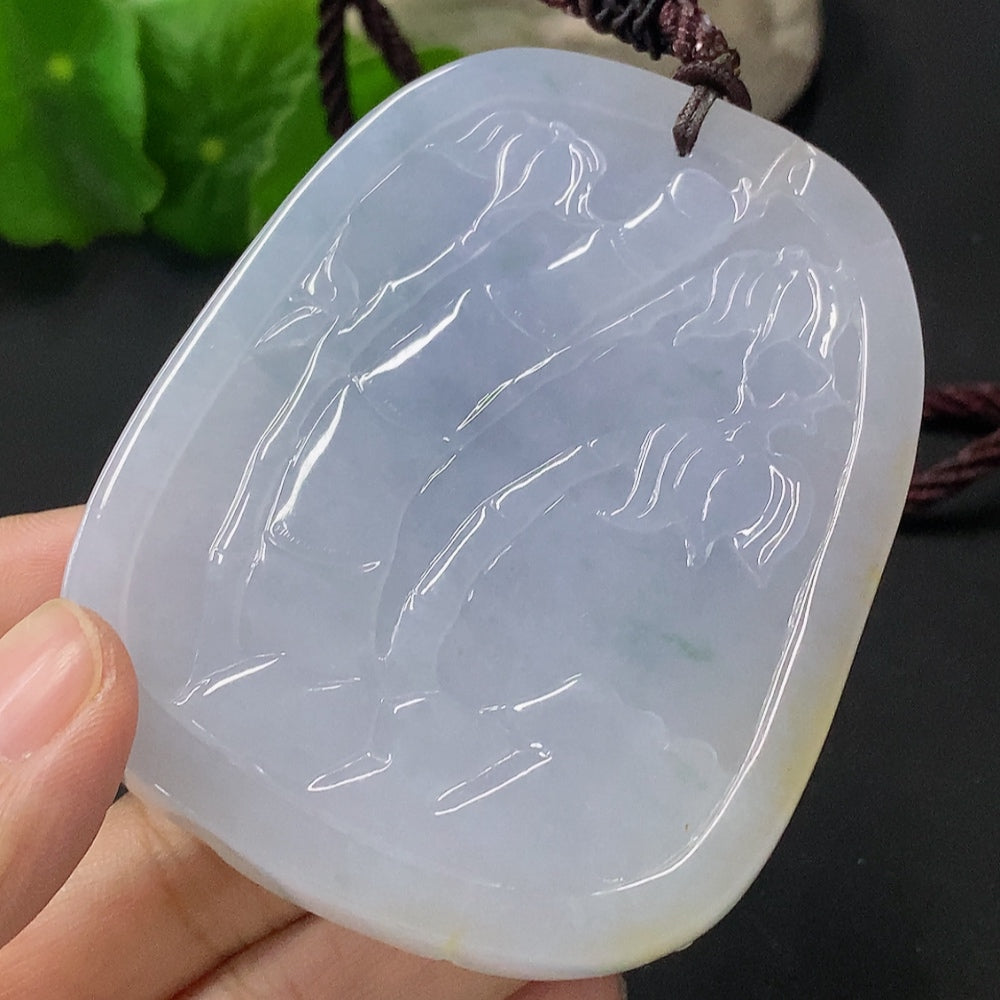 Jadeite Pendant Chinese Zodiac Rooster Total Weight with Rope Approx. 91.9g Color Origin Undetermined
