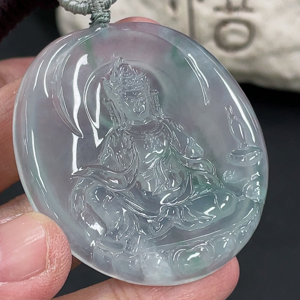 Jadeite Guanyin Pendant, Total Weight Approx. 28.8g