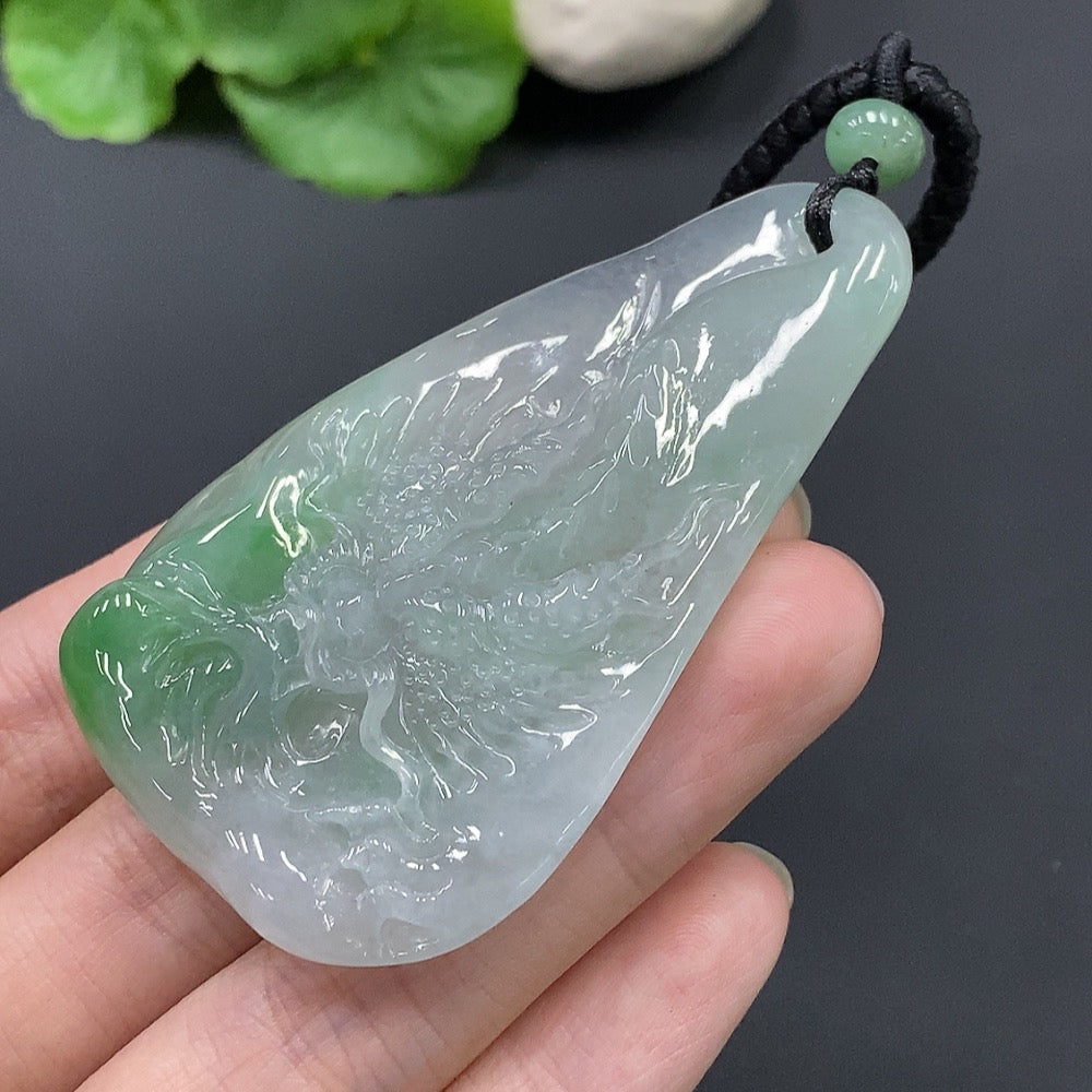 Jadeite Dragon Soaring Across the Seas Pendant Total Weight 45.490g
