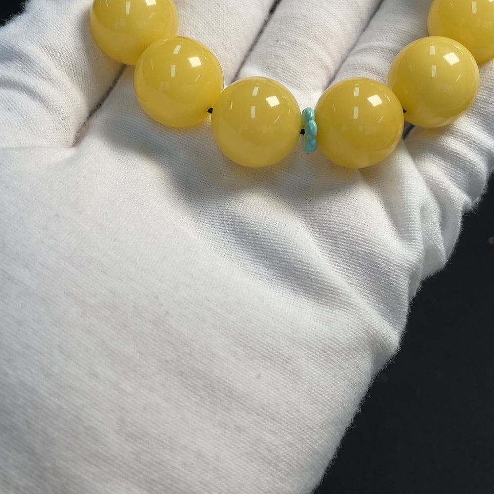 Amber Beeswax Bracelet with Turquoise
