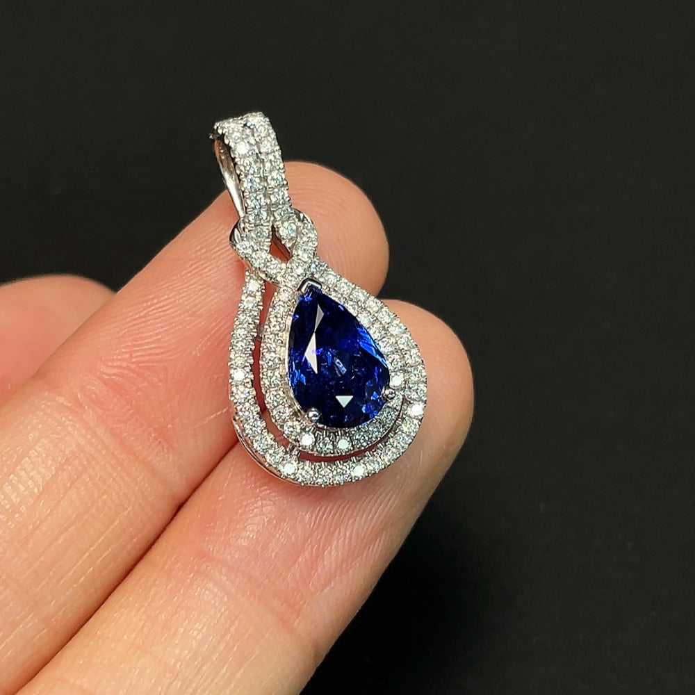 Sapphire Pendant, Color Origin Undetermined, 18K Gold, Non-Diamond