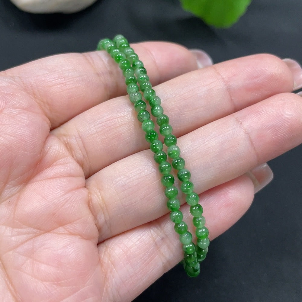 Jadeite Beaded Necklace Approx. 3mm Beads (Non-Gold-Inlaid) Total Weight 7.677g