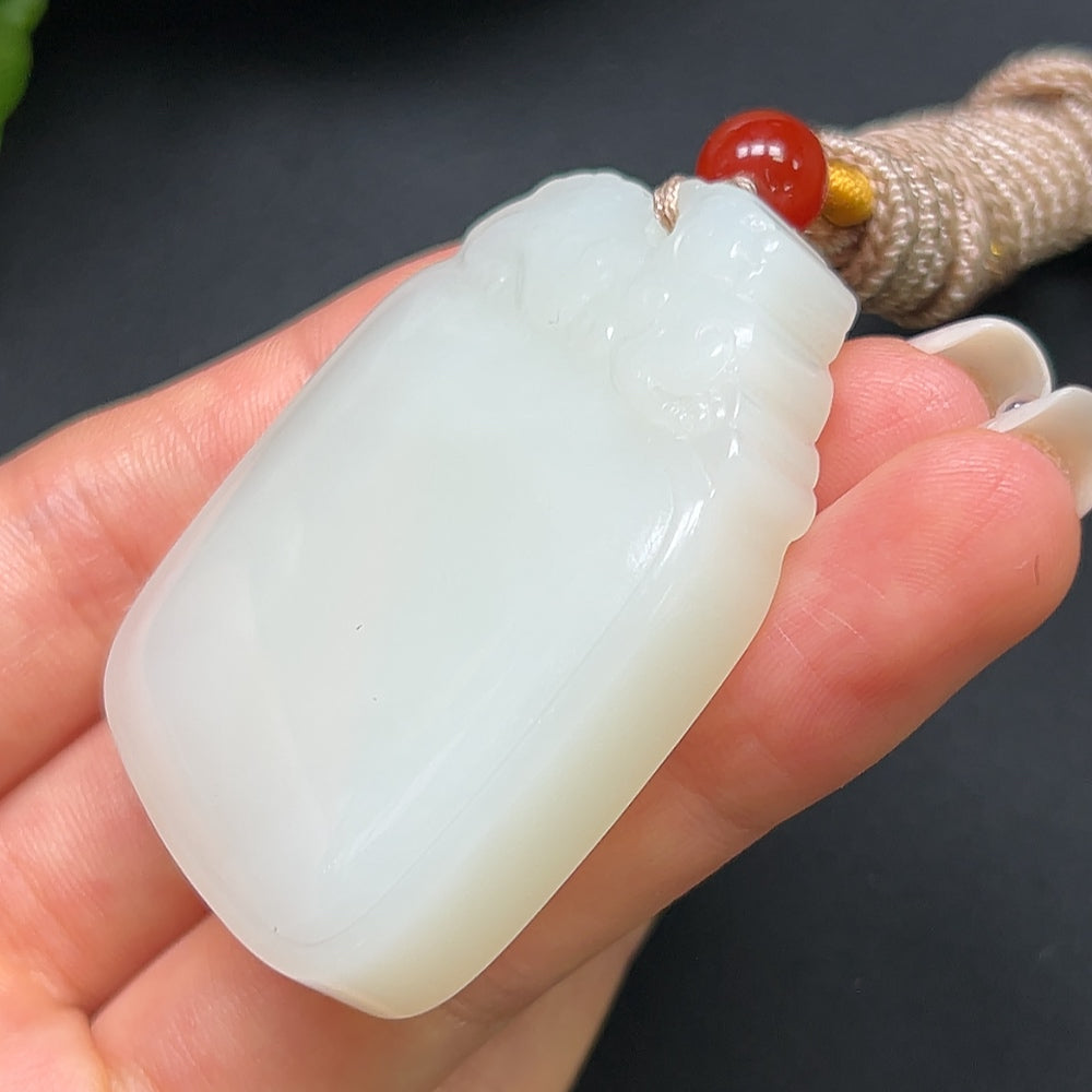 Hetian Jade Plain Pendant with Rope
