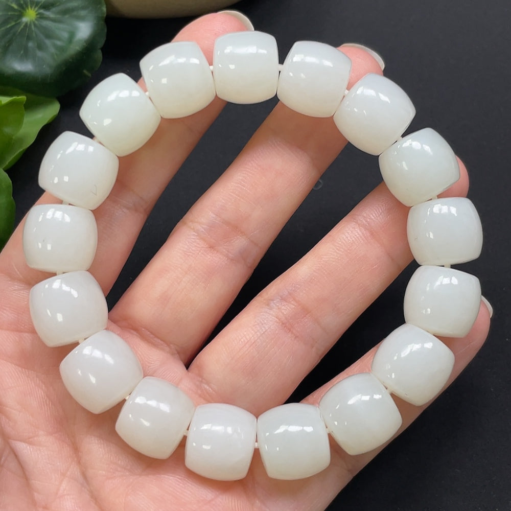 Hetian Jade Bracelet 12.9mm Approx. 64.42g
