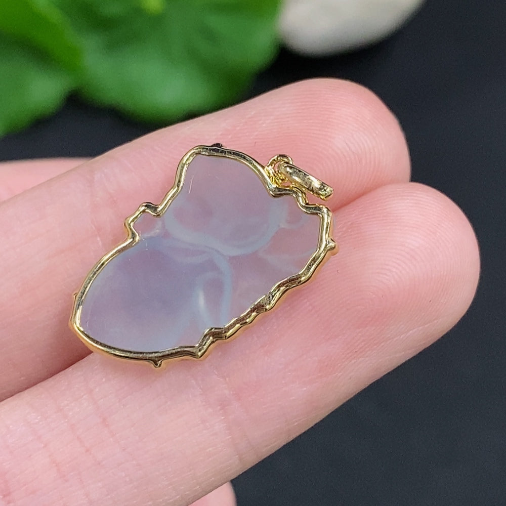 Jadeite Inlaid Pendant 18K Gold Total Weight Approx. 1.9g